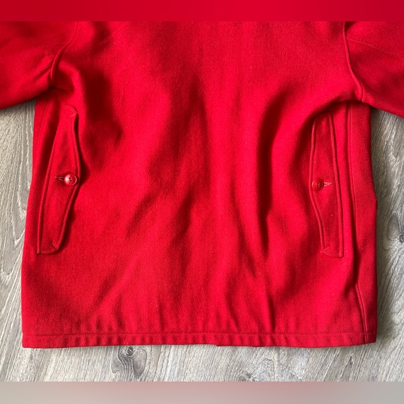 1930s WOOLRICH Large Solid Red Wool Mackinaw Hunting Winter Coat Made in the USA - Picture 7 of 9